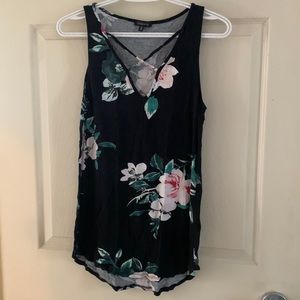 Black floral tank top
